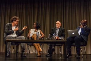 Bernd Scherer, Taiye Selasi, David Theo Goldberg, Achille Mbembe (from left to right). Dictionary of Now: Taiye Selasi, David Theo Goldberg and Achille Mbembe – VIOLENCE
May 11, 2017