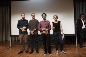 Future Storytelling: Media Competition Winners from left to right: Eirik Høyer Leivestad / Bård Hobæk (3. Prize), Gabriel S. Moses (1. Prize), Linda Havenstein (2. Prize) 