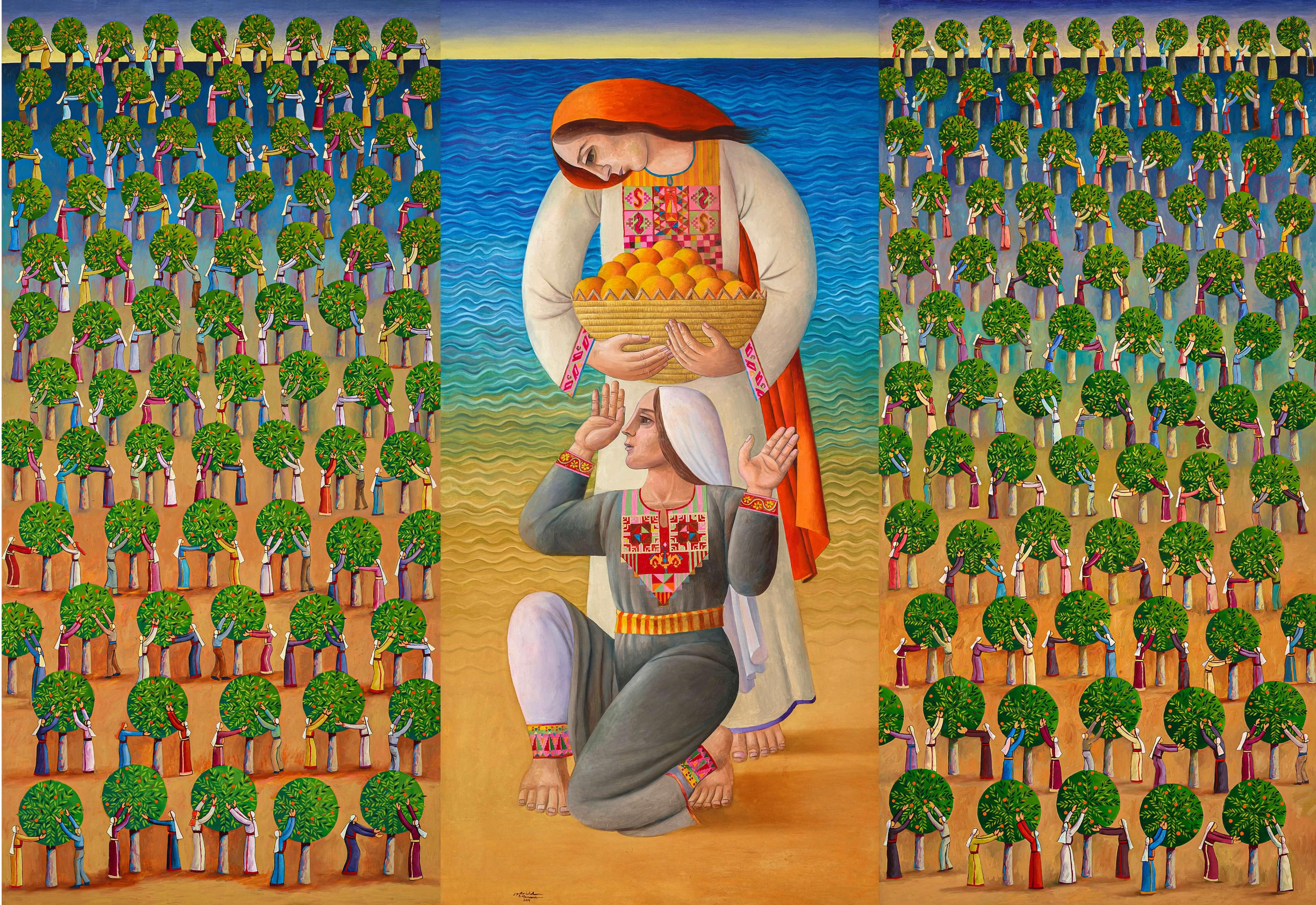 Sliman Mansour, Orange Fields (2014)