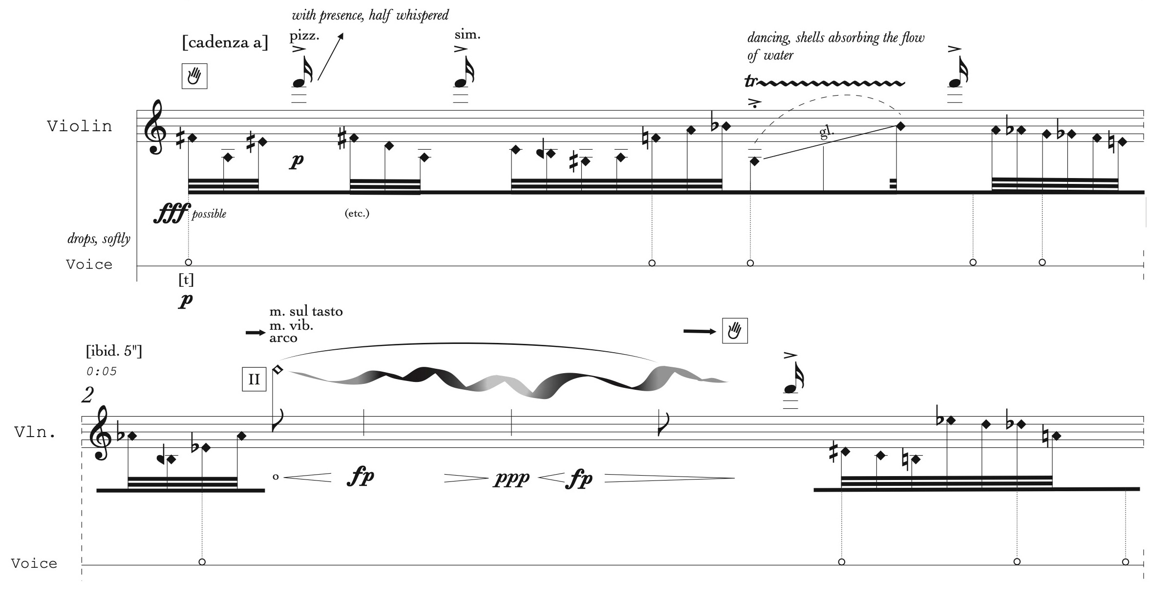 Auszug aus der Partitur für Limpidités IV (2022) von Corie Rose Soumah.